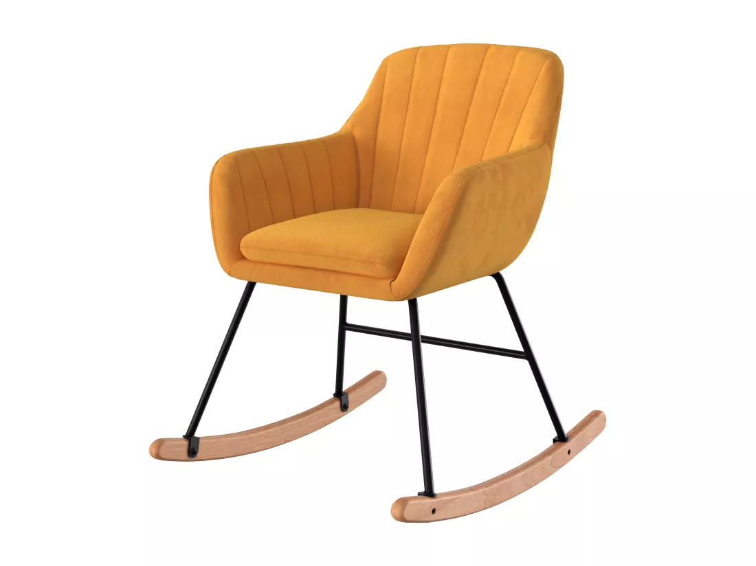 Rocking-chair en velours jaune - Isola
