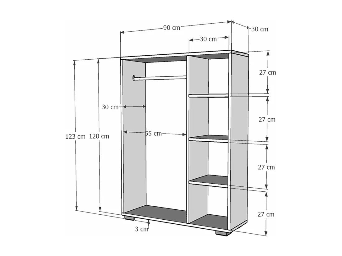 Armoire avec 4 compartiments blanche 90 x 30 x 123 cm 03_0006359