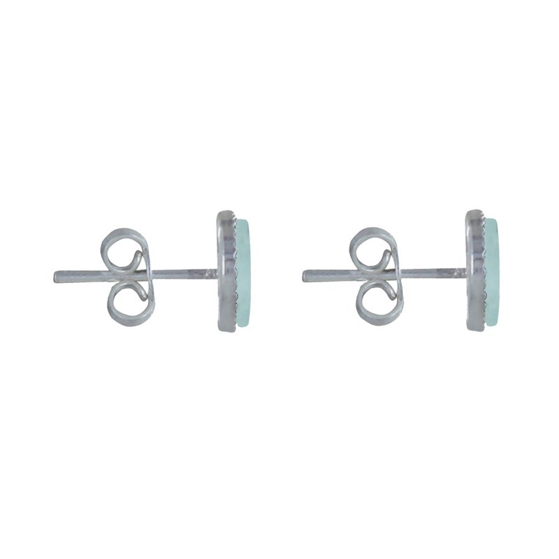 Boucles d'Oreilles Argent Rond Dentelé d'Aigue Marine