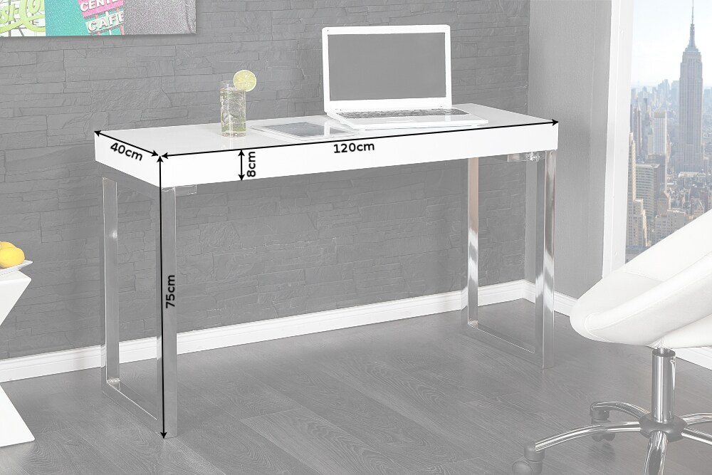 riess-ambiente Konsole WHITE DESK - 120cm weiß Hochglanz Bürotisch