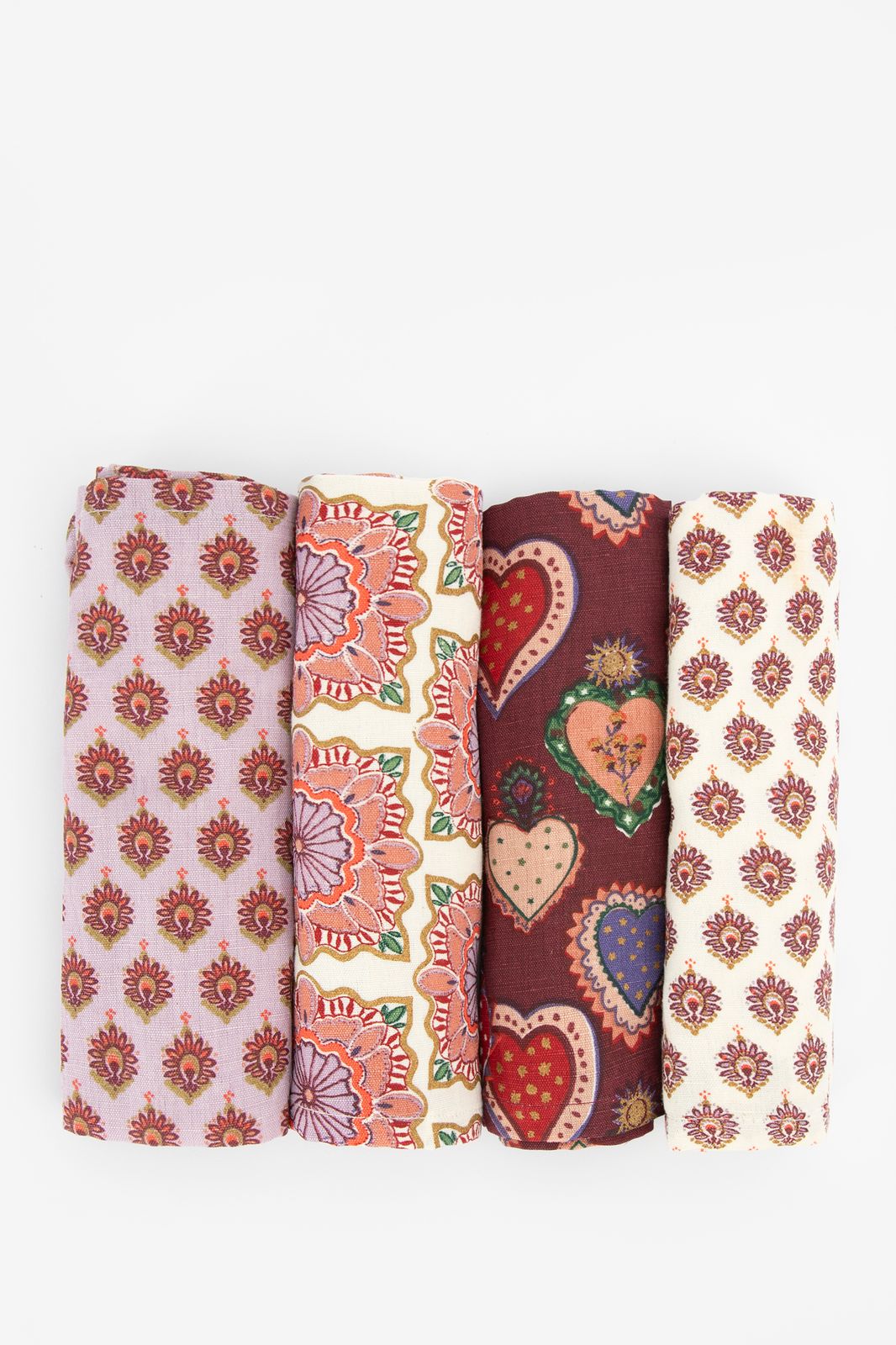 Set van 4 servetten met rode print