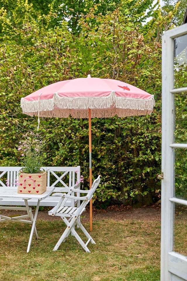 Rice - Small Square Raffia Kurv med Hanke - Hjerter