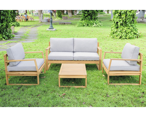Garden Place Lilja 4-zits loungeset bestaande uit: tafel, tweezitsbank, 2 fauteuils, houtgrijs