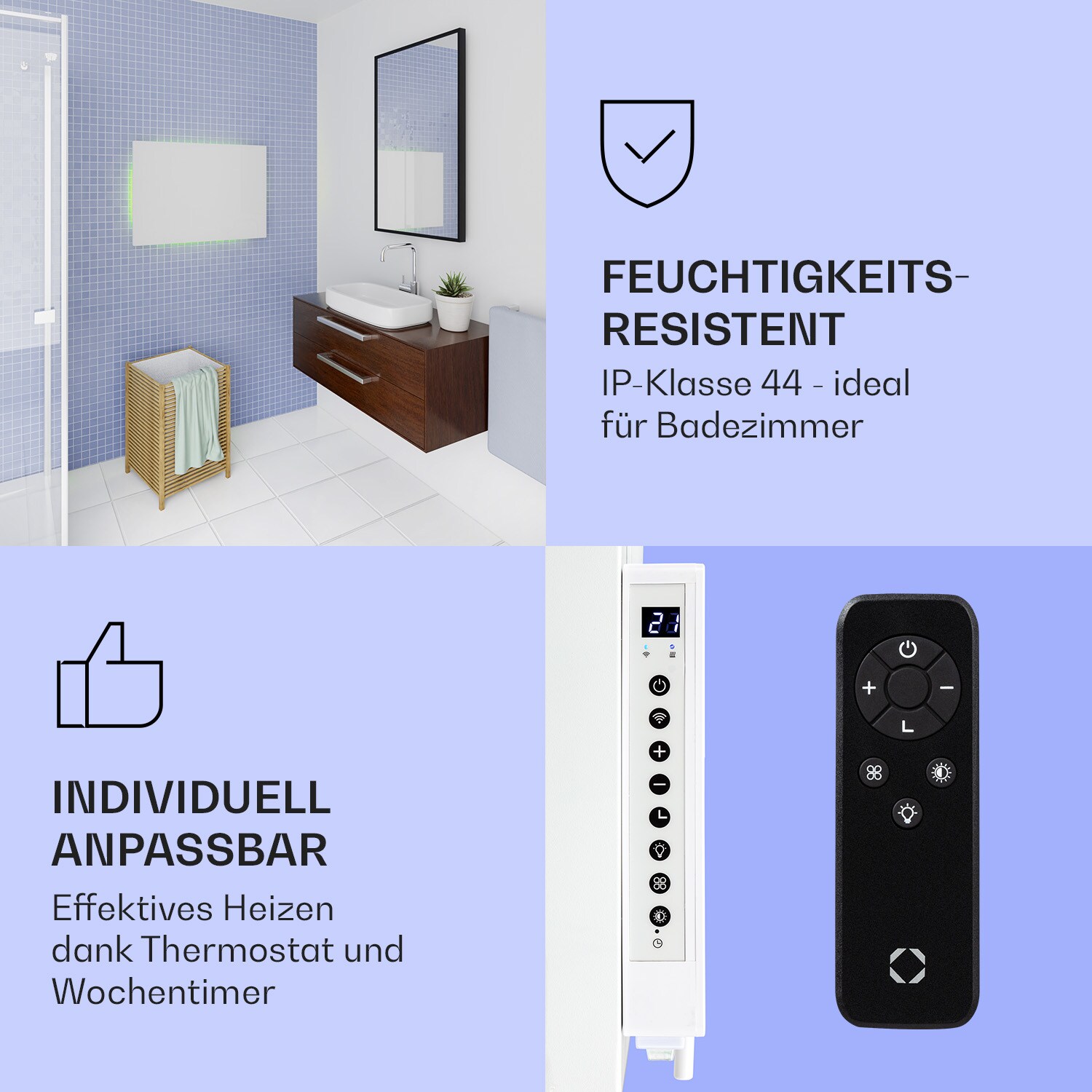 Mojave 750 smart 2-in-1 Heizgerät Infrarot Konvektor 85x60cm 750W RGB-Licht