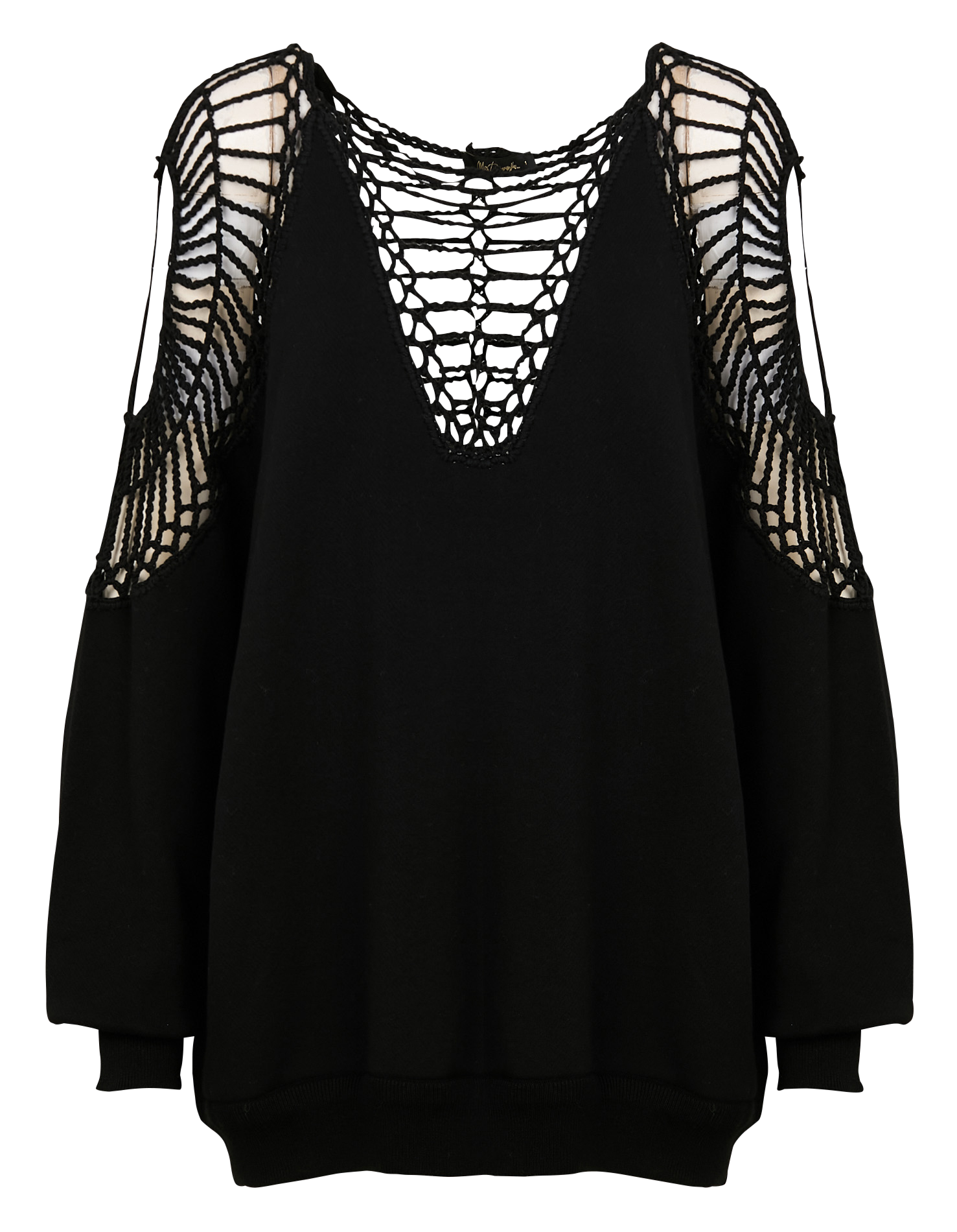 SHIHO - Sweat ample macramé en coton | Noir