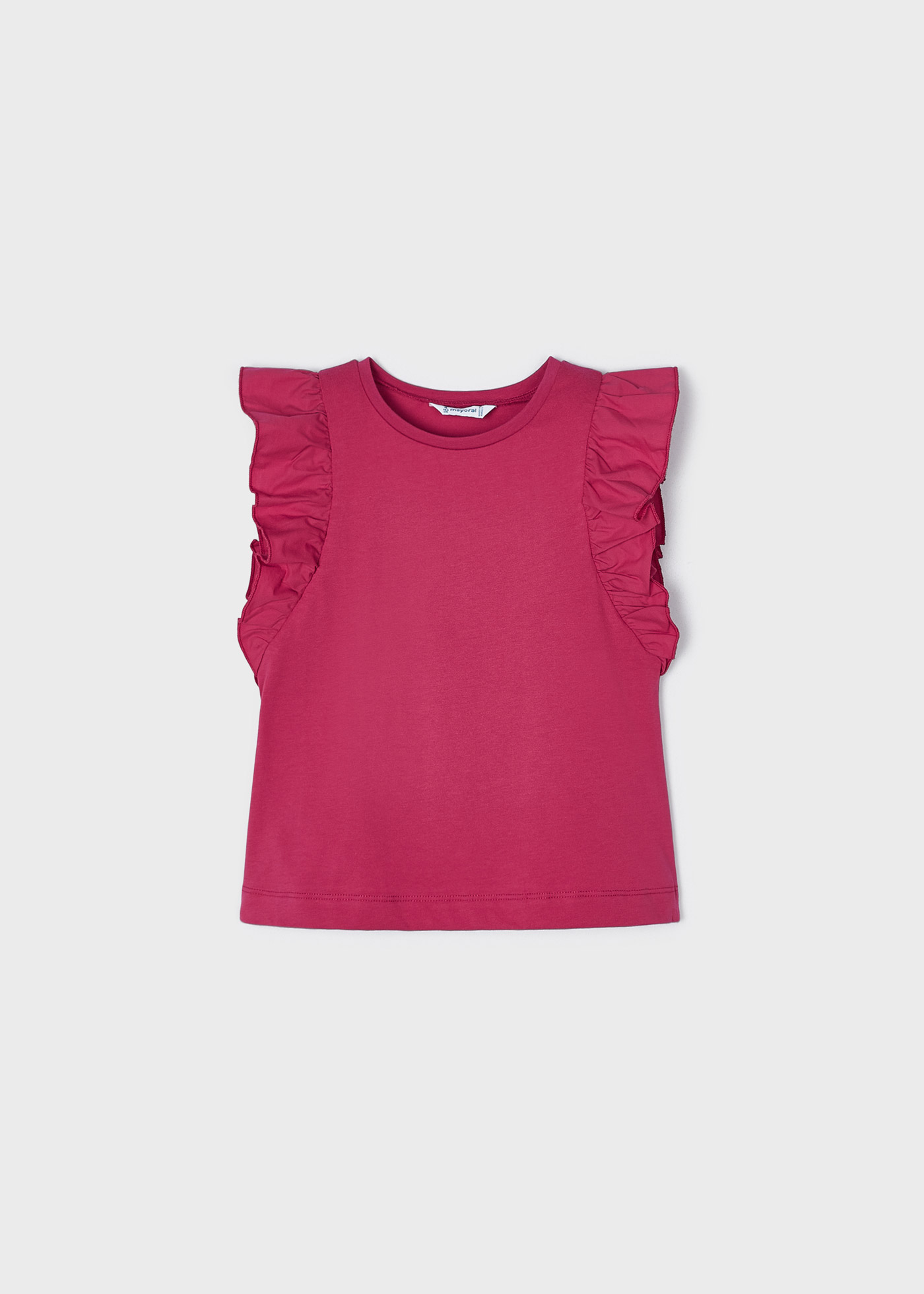 Camiseta infantil feminina de algodão sustentável com babados