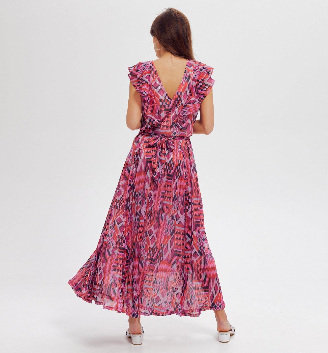 Robe longue imprimée irisée - Imprimé multicolore