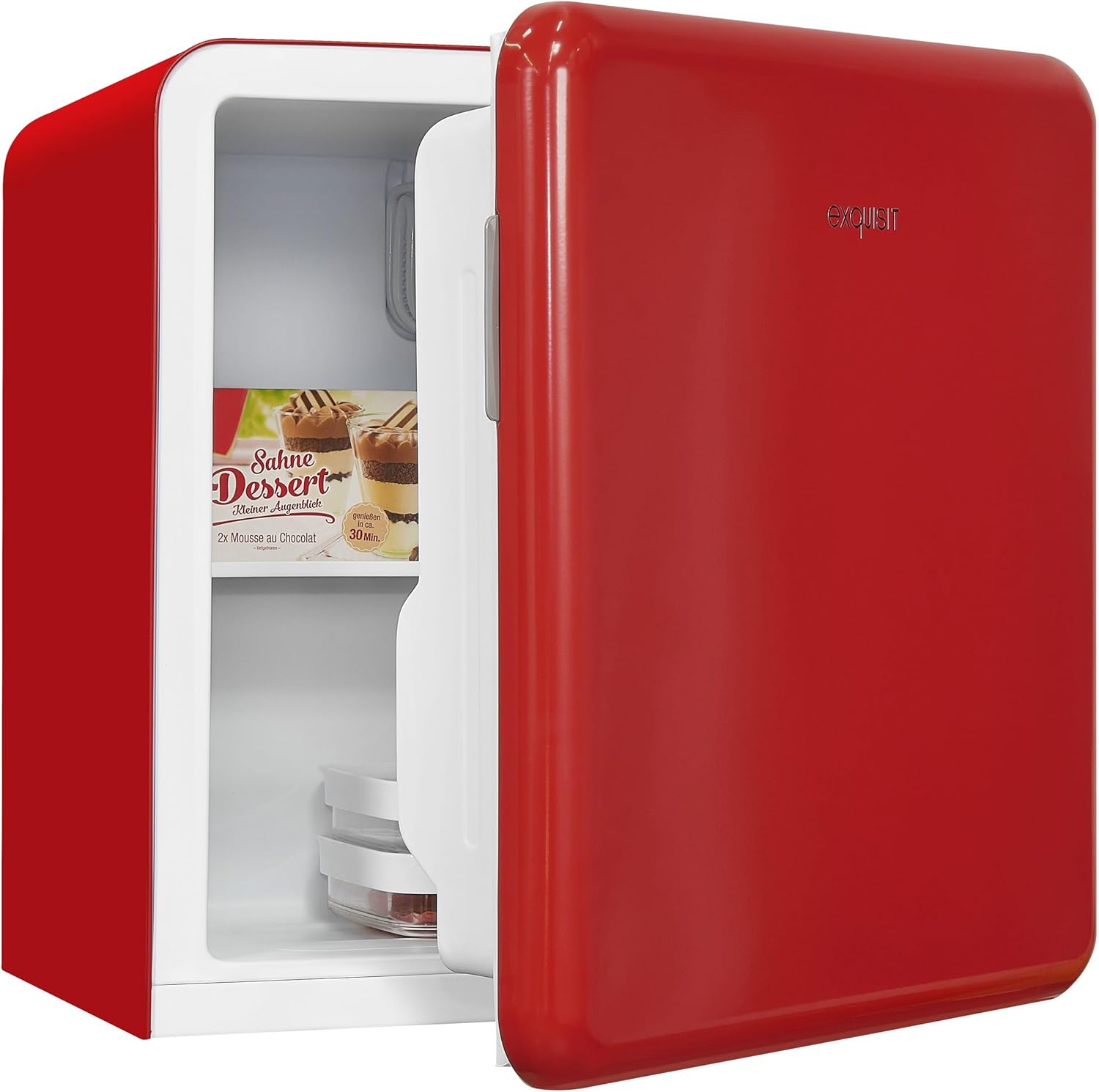 Exquisit Mini Kühlschrank CKB45-0-031F rot | Kühlbox | 47 Liter Nutzinhalt | Hotelkühlschrank | Retrostyle