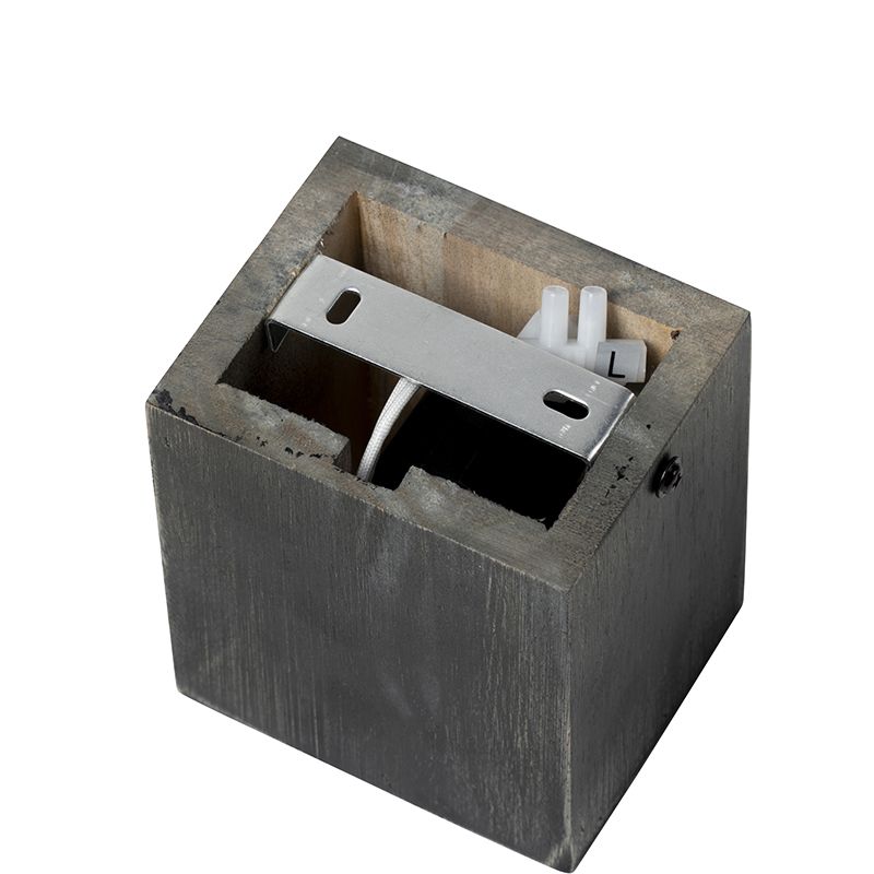 Landelijke wandlamp zwart hout - Bloc
