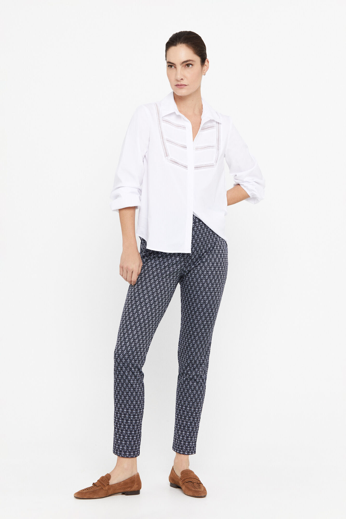Calça legging estampada, estilo calça social - Estampa azul