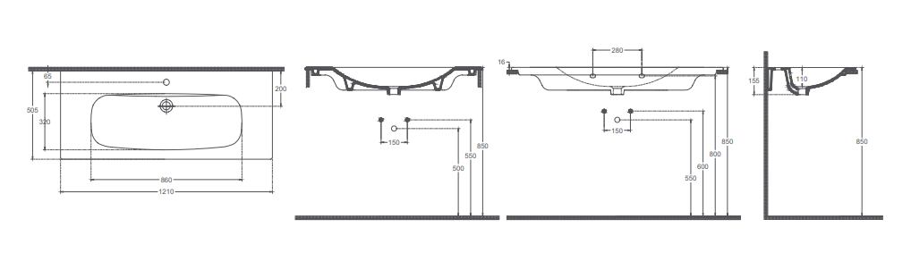 Isvea Infinity wastafel 120x50cm blauw