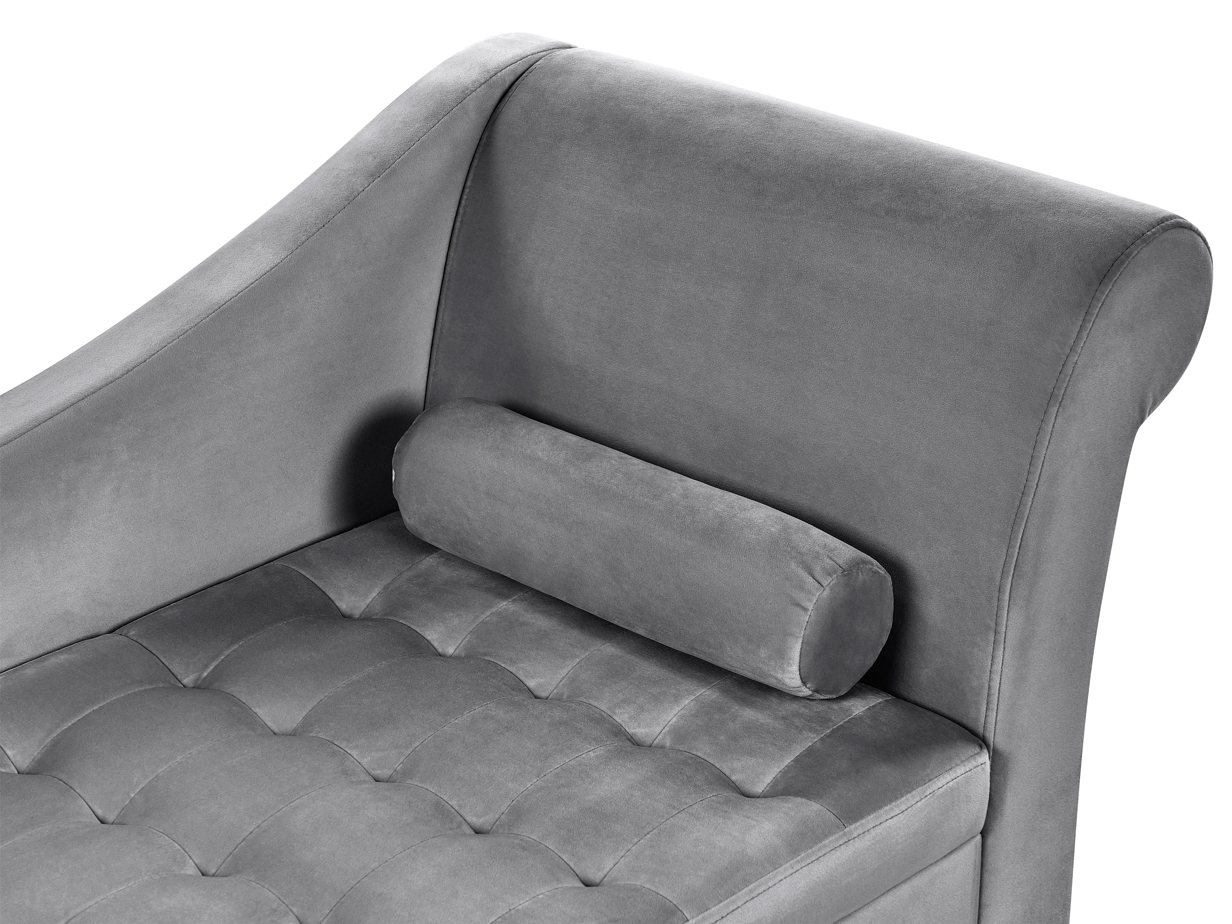 Rechtszijdige chaise longue PESSAC Fluweel Lichtgrijs met opbergruimte