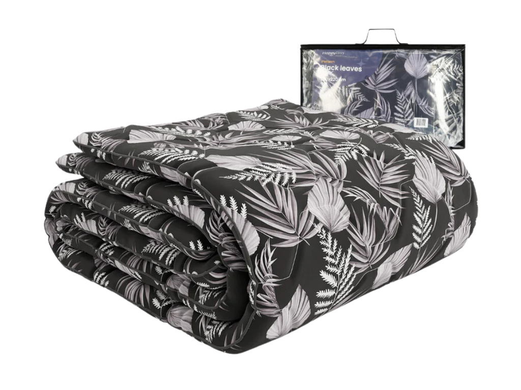 HappyBed Black leaves All year dekbed - 240 x 220 cm