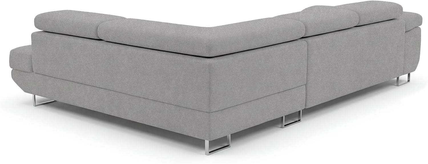 Ecksofa mit Schlaffunktion PASTI L-Form, Sofa Couch mit Bettkasten, 3-Sitzer Eckcouch, Schlafsofa für Wohnzimmer, Big Sofa Couch mit Schlaffunktion (Easy Clean Hellgrau, Ottomane Rechts)