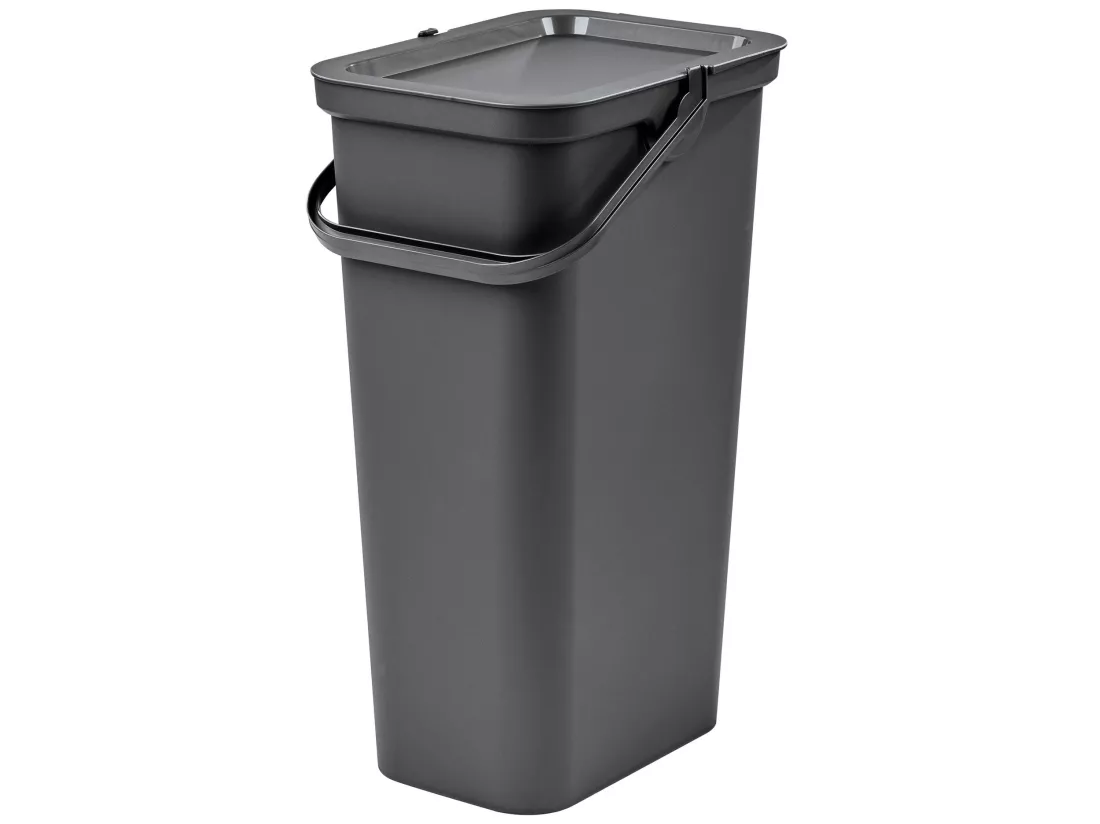 Set de 3 corbeilles à papier 25L graphite avec poignée