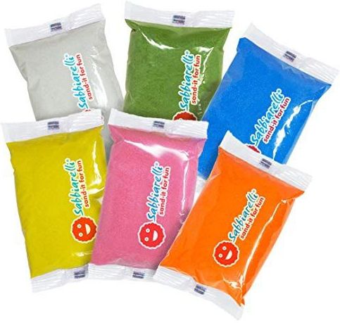 Sabbiarelli Sand-it For Fun - Maxi Refill Light: set 6 enveloppen Maxi van gekleurd zand, heldere kleuren