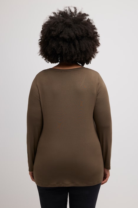 Shirt, Zierknoten, Classic, V-Ausschnitt, Langarm