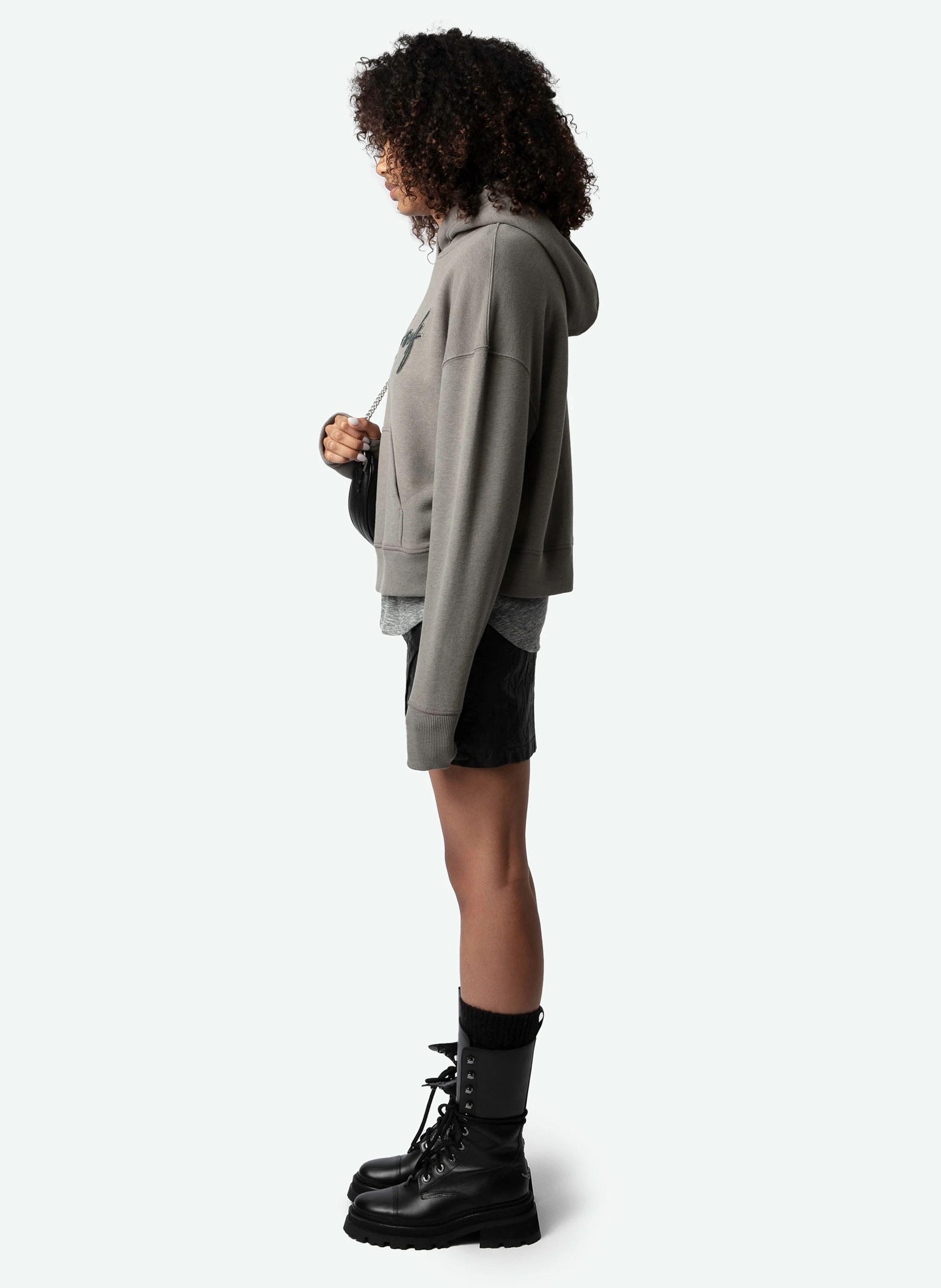 MIA - Sweat à capuche imprimé en coton bio mélangé | Gris
