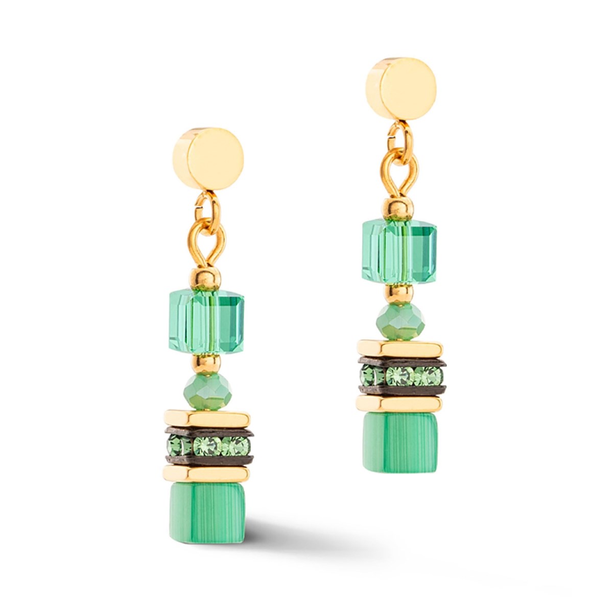 Boucles d'oreilles Coeur de lion Mini Cubes vert