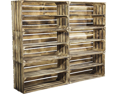 Vintage gevlamde fruitkist 68x40x30 cm set van 2