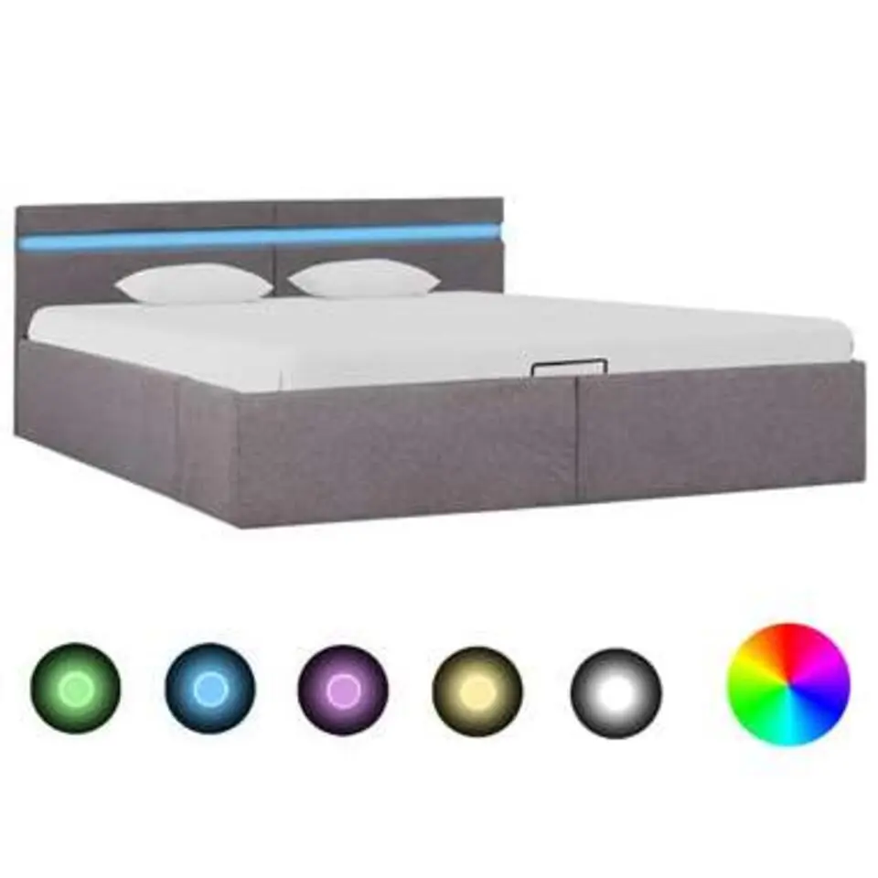 vidaXL - Bed met opbergruimte en LED - Hydraulische - Taupe - stof - 160x200 cm