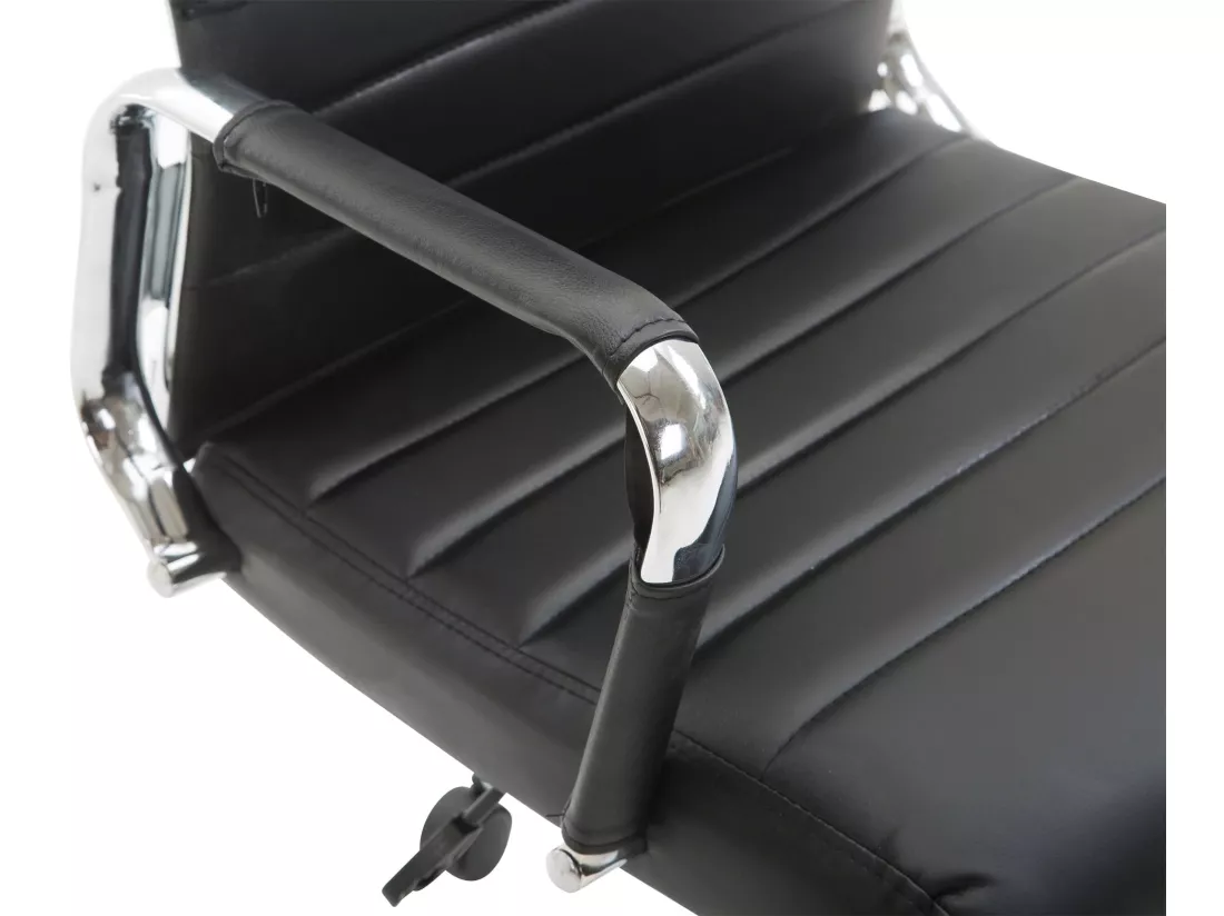 Chaise de bureau - Similicuir & Noyer - Noir - Kolumbus