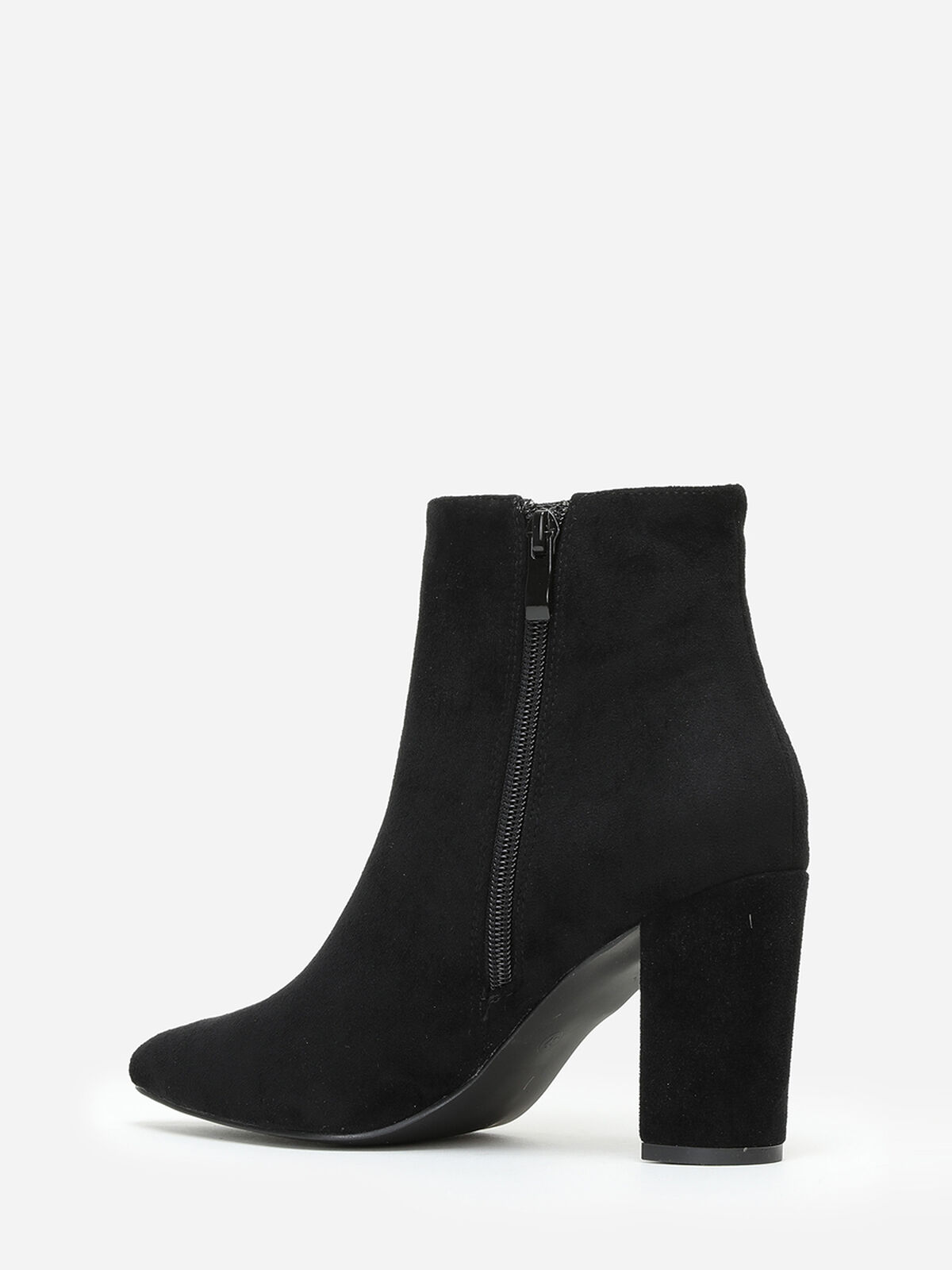 Bottines en suédine à bout pointu- Noir