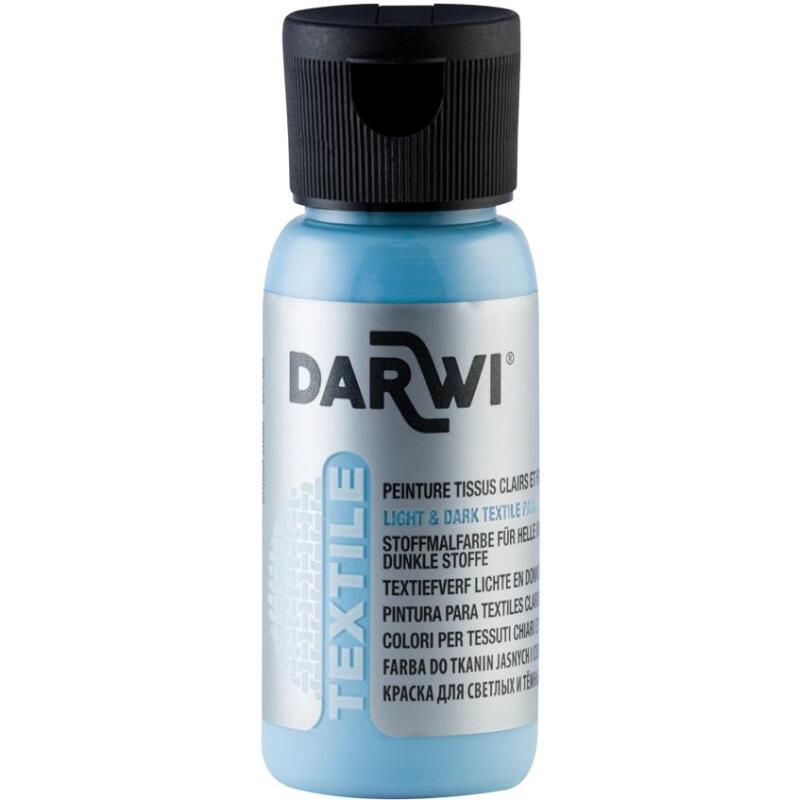 DARWI Flacon de 50 ml de Peinture Textile Opaque - Bleu clair