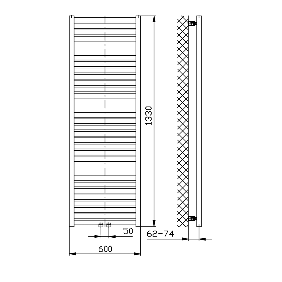 Sapho Tondi radiator wit 60x133cm 730W