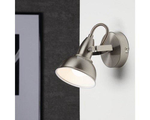 Wandspot, 1-lichts, HxL 15,6x10 cm, binnenkant wit, buitenkant aluminium
