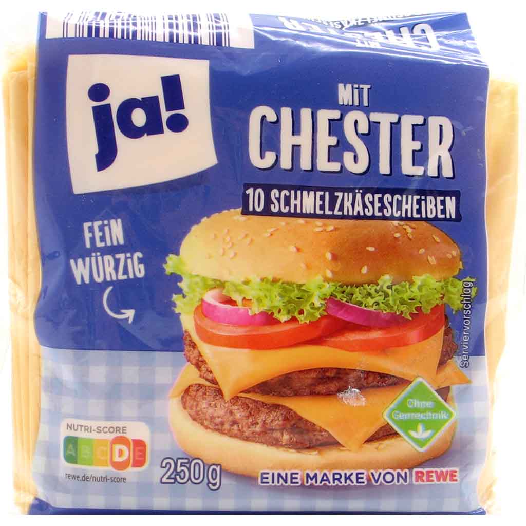 ja! Schmelzkäsescheiben mit Chester 250g MHD:29.3.25