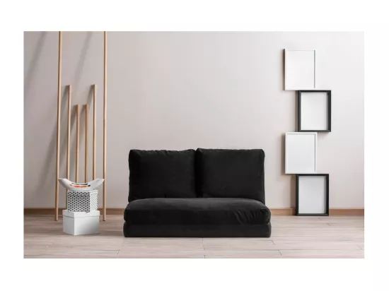 Fauteuil convertible multipositions velours Talya-Couleur Noir-2 places