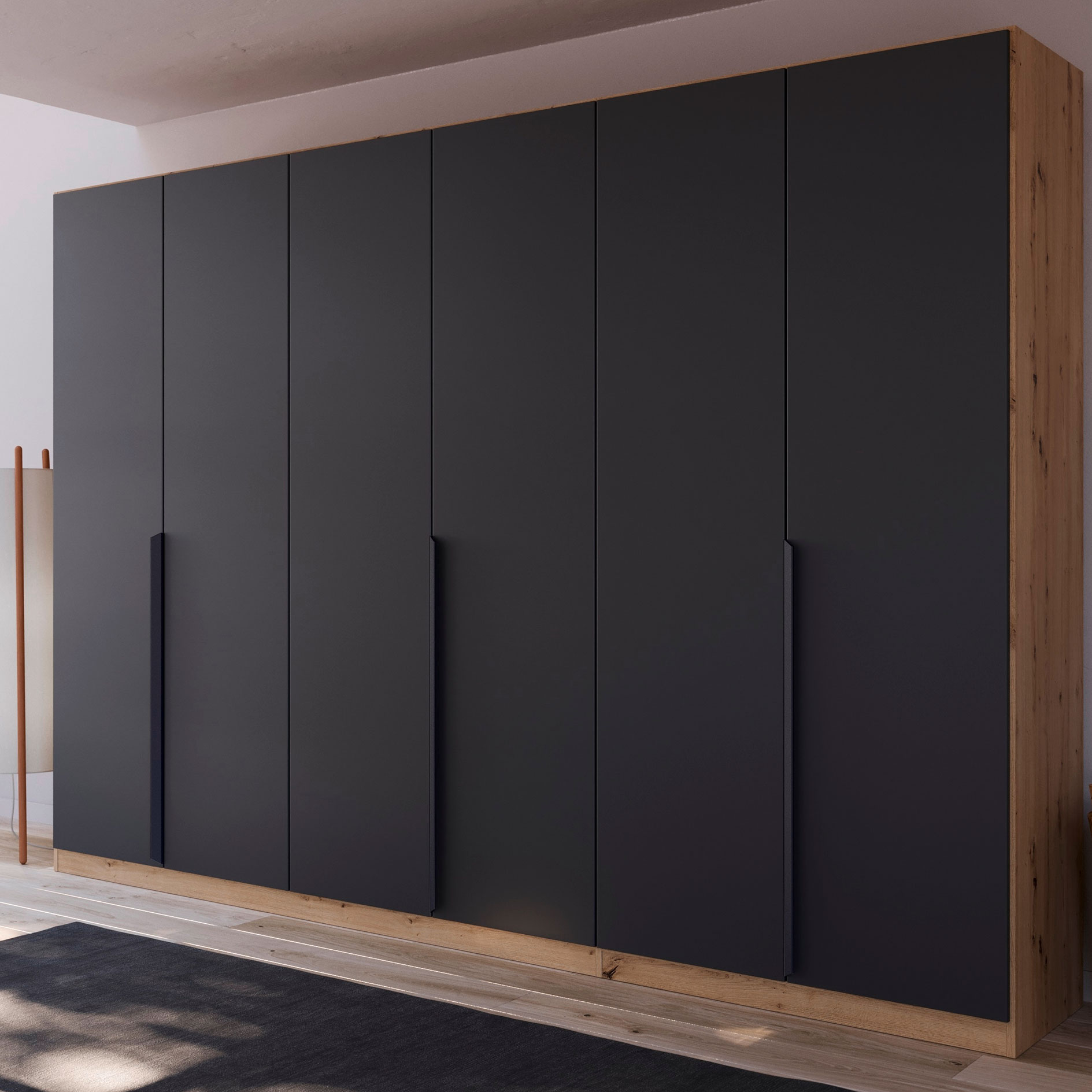 Drehtürenschrank - grau metallic - Artisan Eiche- 271 cm