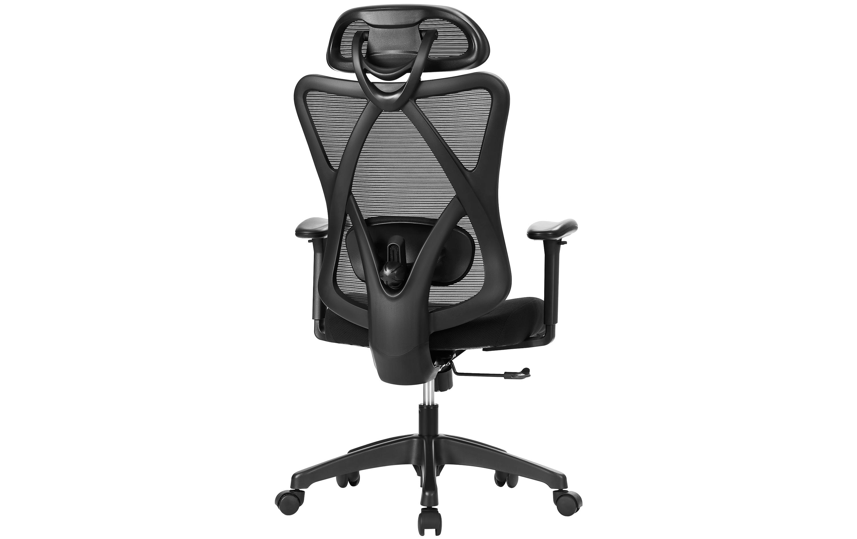 Bürostuhl mit Kopfstütze und Armlehnen, Schwarz<br>Bequemer und robuster Schreibtischstuhl
