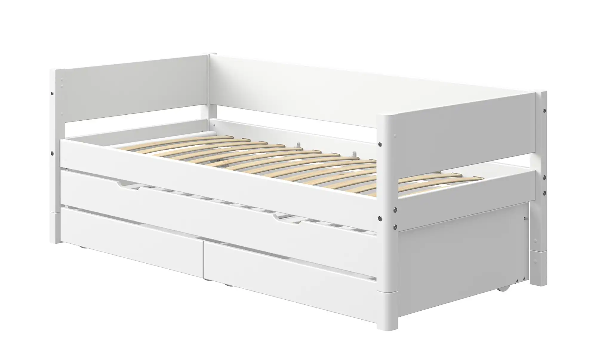 FLEXA Bett mit Ausziehbett und 2 Schubkästen Flexa White