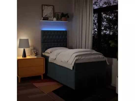 Sommier à lattes de lit avec matelas Bleu 90x190 cm Tissu