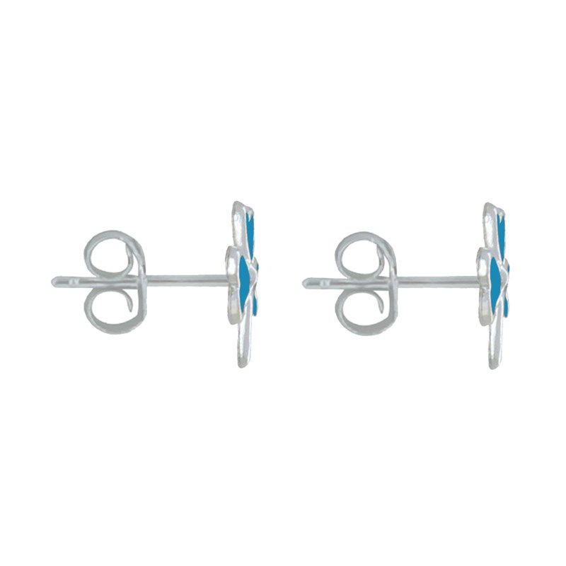 Boucles d'Oreilles Argent Trèfle Emaillée