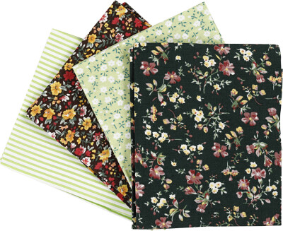Patchworkstof - Str. 45X55 CM - 100 G - Grøn - 4 Stk./ 1 Bundt