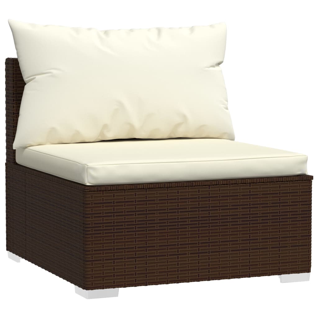 Salon de jardin meuble d'extérieur ensemble de mobilier 5 pièces avec coussins résine tressée marron