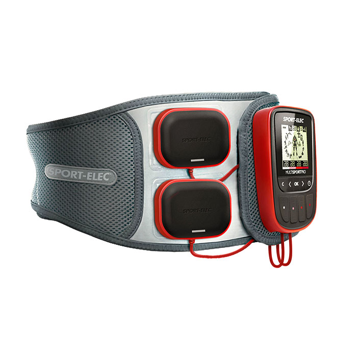 Eletroestimulador Muscular Multisport Pro, 4 Canais, 14 Programas, Sport-elec, Conexões de Encaixe Rápido + Cinto