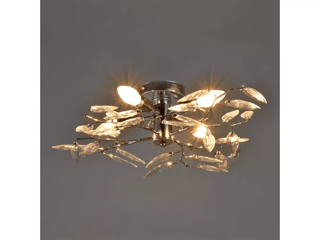 Plafonnier cristal suspension luminaire design LED diamètre 47,5 cm métal chrome argent 03_0005930