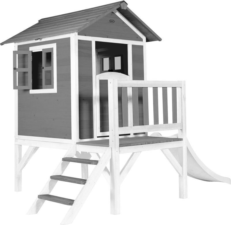 AXI - Lodge XL - Speelhuis - Grijs - Met Witte Glijbaan - FSC Hout
