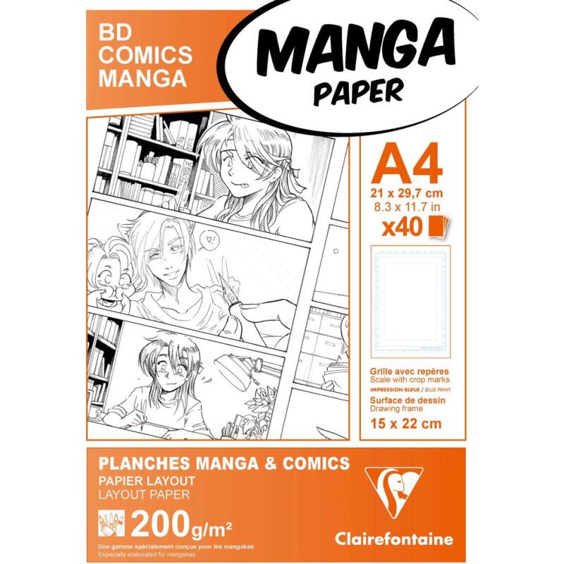 Manga Multi-techniques étui 40F A4 200g grille simple