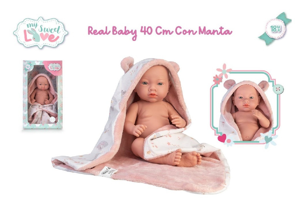 REAL BABY COM MANTA FAMOSA 40CM