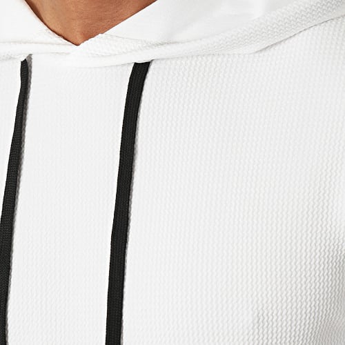 Tee Shirt Capuche Texturé Waffle 0579 Blanc