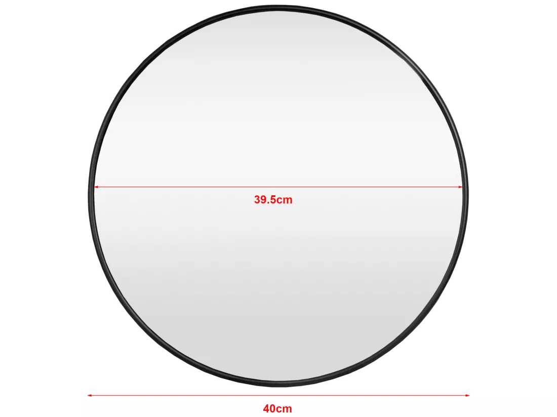 Miroir mural Ordona diamètre 40 cm cadre en aluminium noir [en.casa]