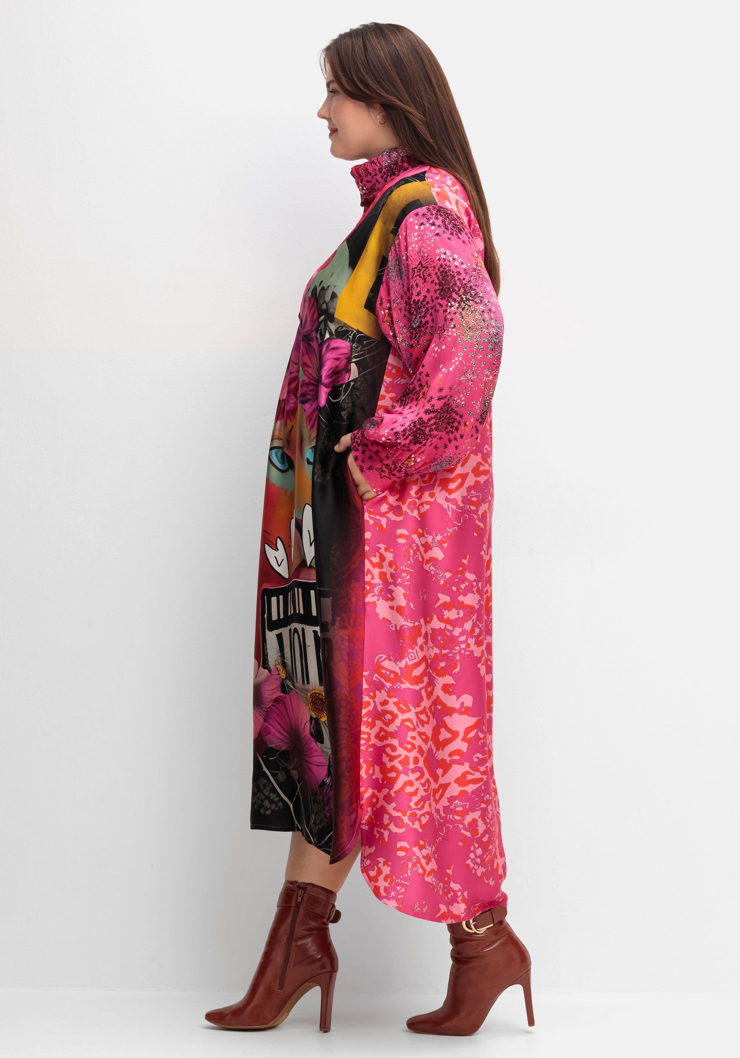 Maxikleid im Mustermix, aus Viskose-Satin