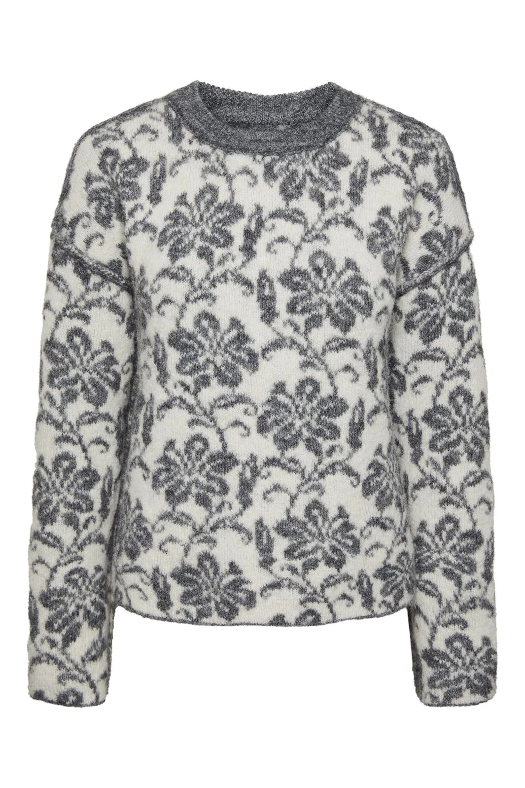 Pieces Pcragar Ls O-Neck Rev Jacquard Knit