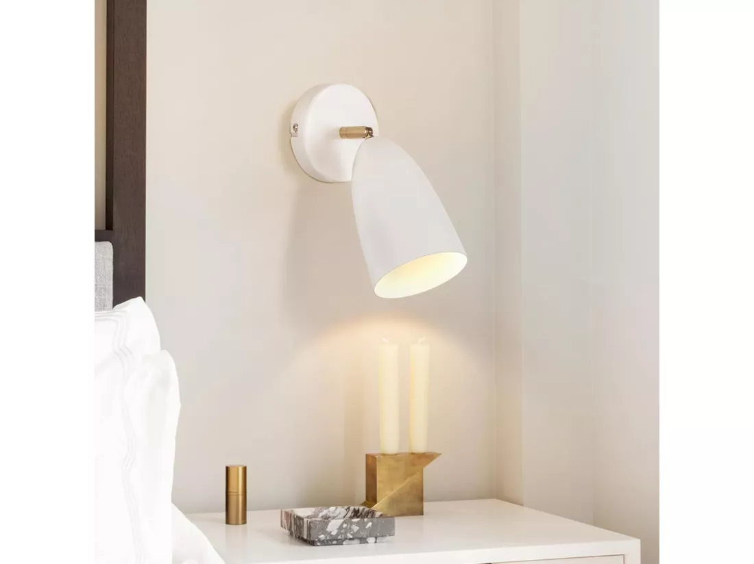 NETTLIFE Applique murale d'intérieur blanche - spot mural vintage pour chambre à coucher rétro GU10