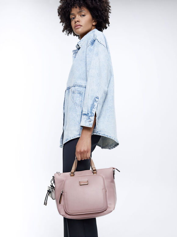Bolsa de compras com pingente removível - Rosa